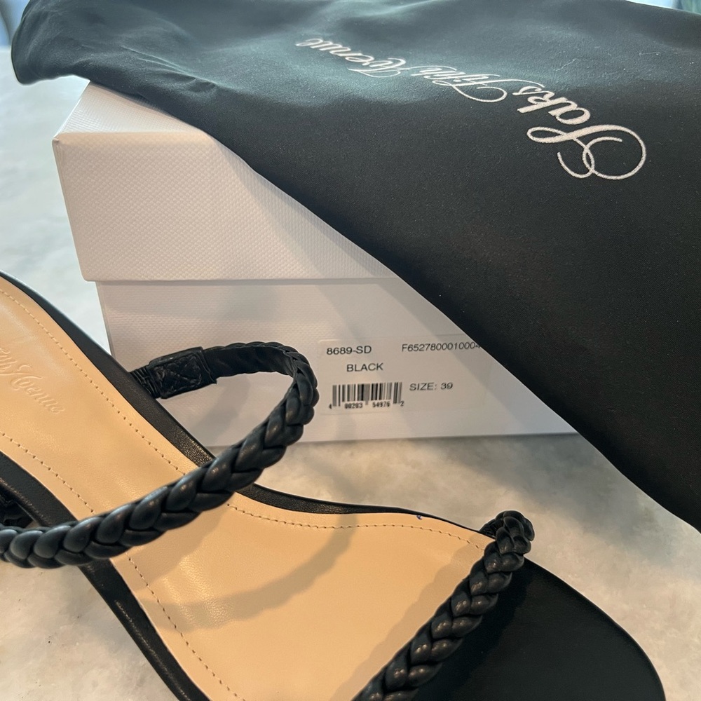 Saks Fifth Avenue Black Braided Strap Women's Sandals size 7.5 - Picture 11 of 13
